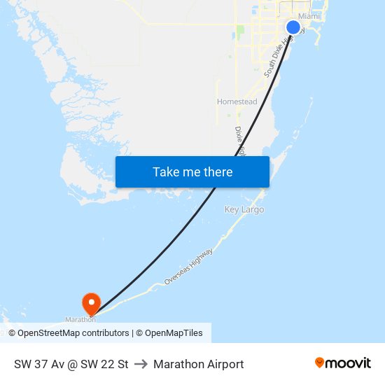 SW 37 Av @ SW 22 St to Marathon Airport map