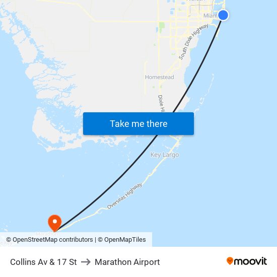 Collins Av & 17 St to Marathon Airport map