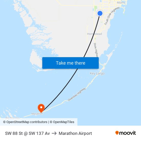 SW 88 St @ SW 137 Av to Marathon Airport map