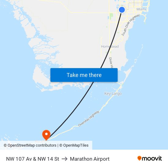 NW 107 Av & NW 14 St to Marathon Airport map