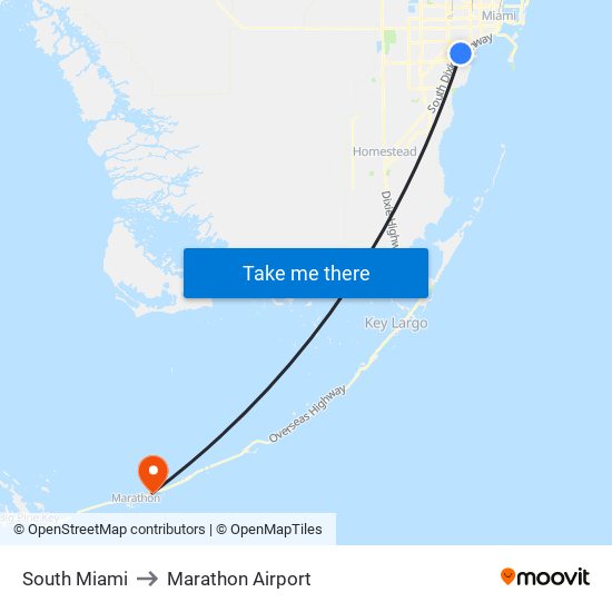 South Miami to Marathon Airport map