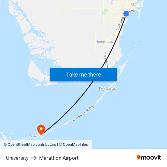 University to Marathon Airport map