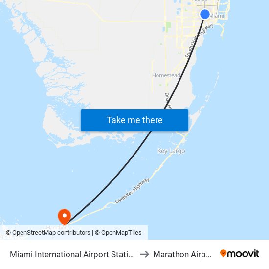 Miami International Airport Station to Marathon Airport map
