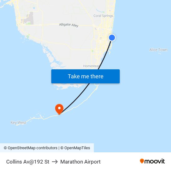 Collins Av@192 St to Marathon Airport map