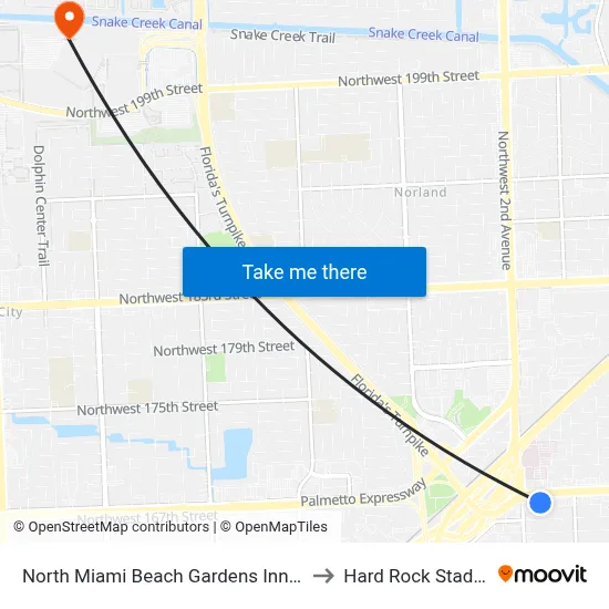 North Miami Beach Gardens Inn &amp; Suites to Hard Rock Stadium-NW map