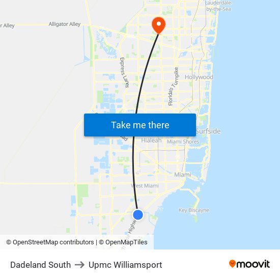 Dadeland South to Upmc Williamsport map