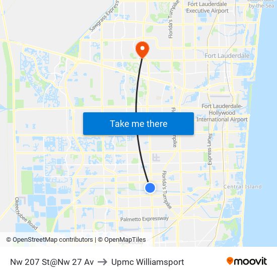 Nw 207 St@Nw 27 Av to Upmc Williamsport map