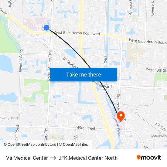 VA MEDICAL CENTER to JFK Medical Center North map