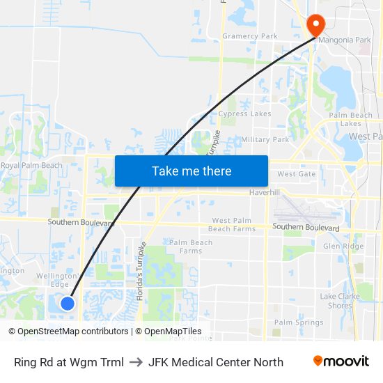 RING RD at WGM TRML to JFK Medical Center North map