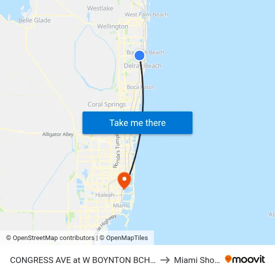 CONGRESS AVE at  W BOYNTON BCH BLVD to Miami Shores map