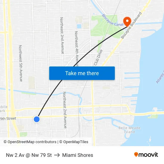 Nw 2 Av @ Nw 79 St to Miami Shores map
