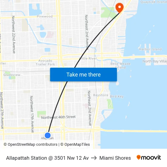 Allapattah Station @ 3501 Nw 12 Av to Miami Shores map