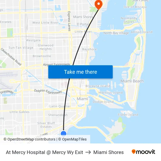 At Mercy Hospital @ Mercy Wy Exit to Miami Shores map