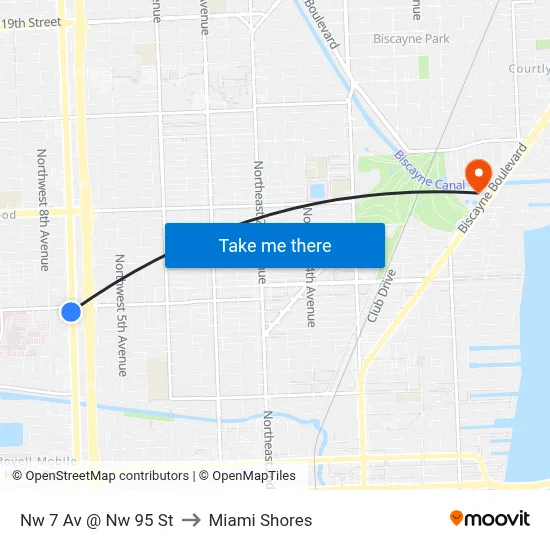 Nw 7 Av @ Nw 95 St to Miami Shores map