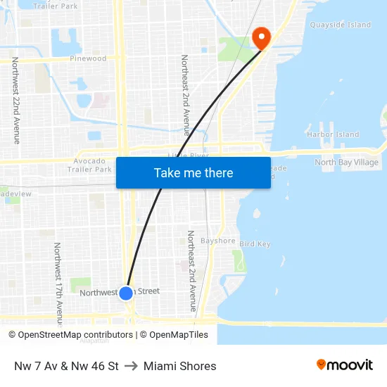 Nw 7 Av & Nw 46 St to Miami Shores map
