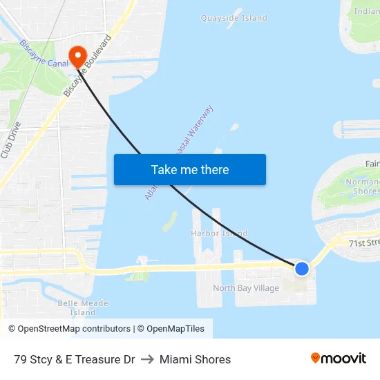 79 Stcy & E Treasure Dr to Miami Shores map