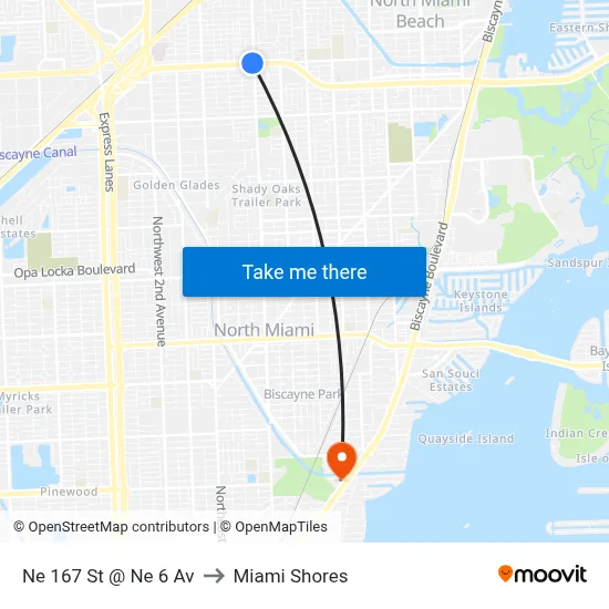 Ne 167 St @ Ne 6 Av to Miami Shores map