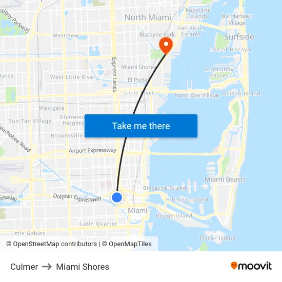 Culmer to Miami Shores map