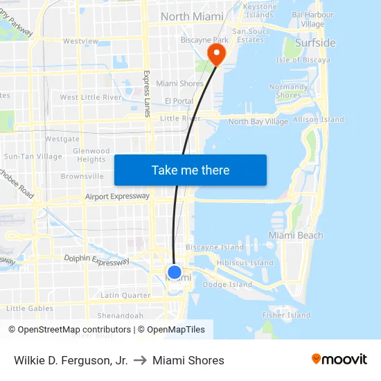 Wilkie D. Ferguson, Jr. to Miami Shores map