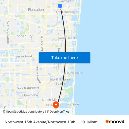 Northwest 15th Avenue/Northwest 13th Court - (Chateau Park) to Miami Shores map