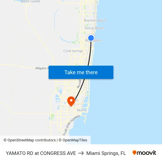 YAMATO RD at CONGRESS AVE to Miami Springs, FL map