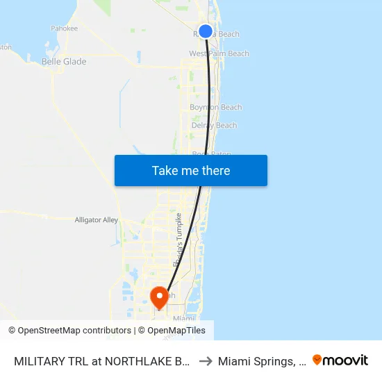 MILITARY TRL at NORTHLAKE BLVD to Miami Springs, FL map