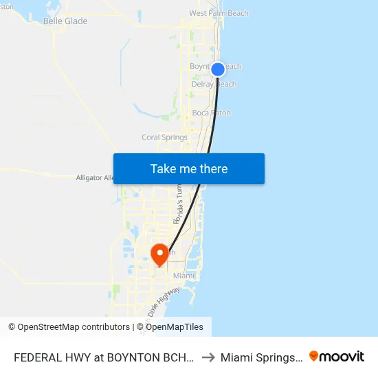 FEDERAL HWY at BOYNTON BCH BLVD to Miami Springs, FL map