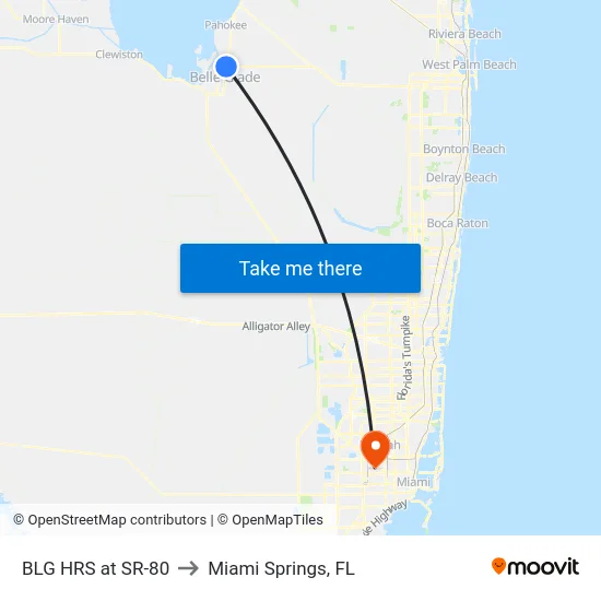 BLG HRS at SR-80 to Miami Springs, FL map
