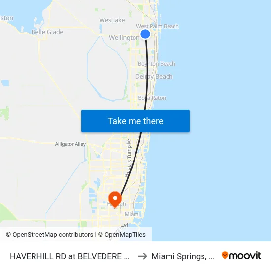 HAVERHILL RD at  BELVEDERE RD to Miami Springs, FL map