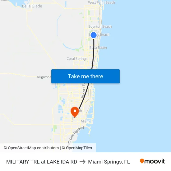 MILITARY TRL at  LAKE IDA RD to Miami Springs, FL map