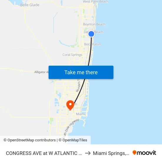 CONGRESS AVE at  W ATLANTIC AVE to Miami Springs, FL map