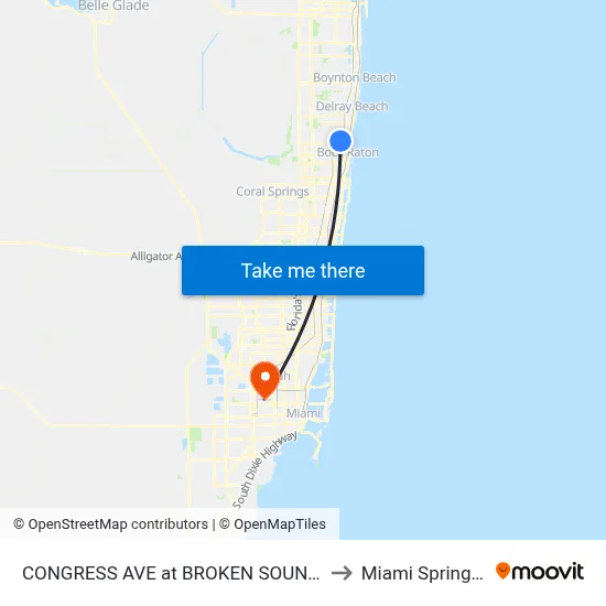 CONGRESS AVE at BROKEN SOUND PKWY to Miami Springs, FL map