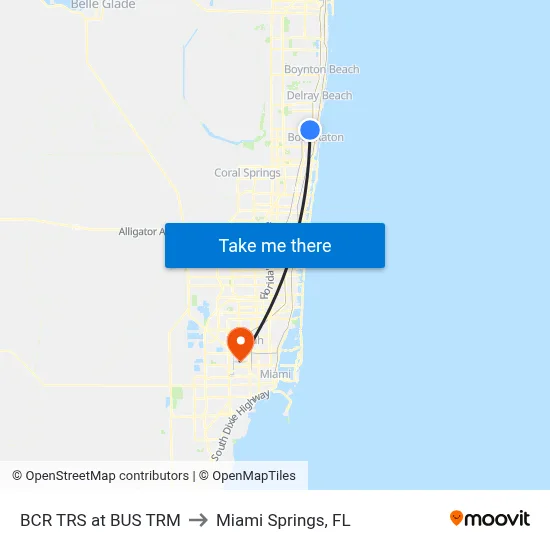 BCR TRS at BUS TRM to Miami Springs, FL map