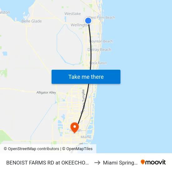 BENOIST FARMS RD at OKEECHOBEE BLVD to Miami Springs, FL map