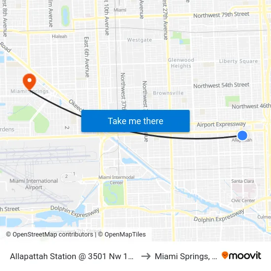 Allapattah Station @ 3501 Nw 12 Av to Miami Springs, FL map