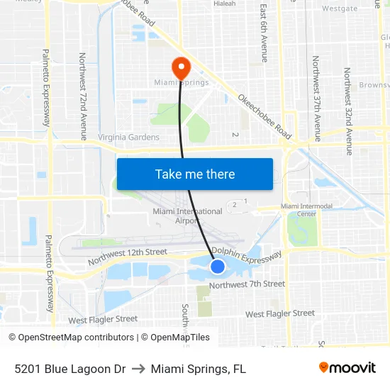 5201 Blue Lagoon Dr to Miami Springs, FL map