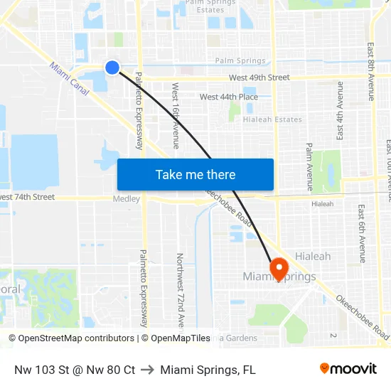 Nw 103 St @ Nw 80 Ct to Miami Springs, FL map