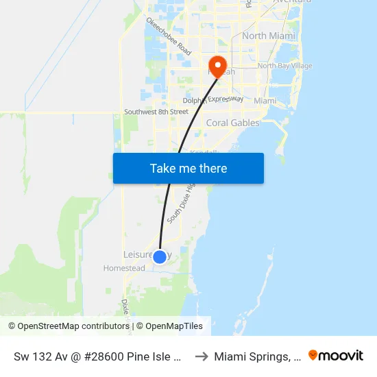 Sw 132 Av @ #28600 Pine Isle Mhp to Miami Springs, FL map