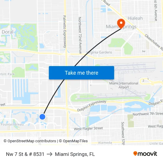 Nw 7 St & # 8531 to Miami Springs, FL map