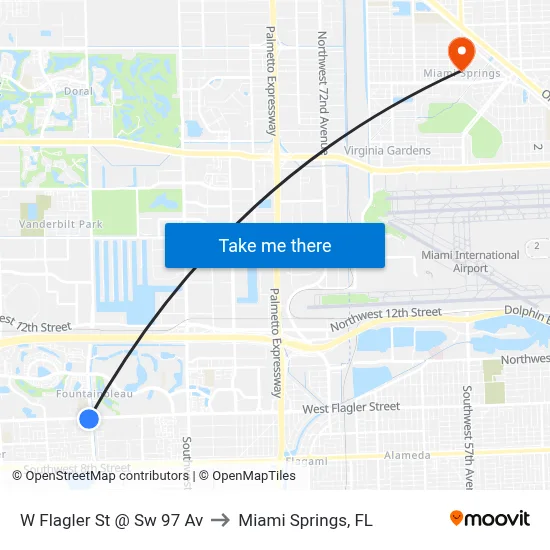 W Flagler St @ Sw 97 Av to Miami Springs, FL map