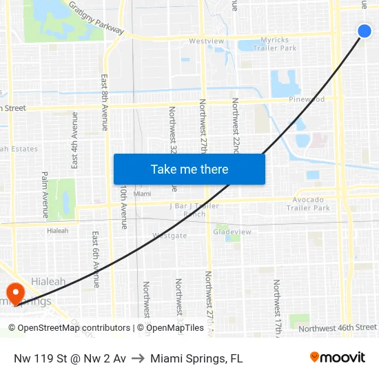 Nw 119 St @ Nw 2 Av to Miami Springs, FL map