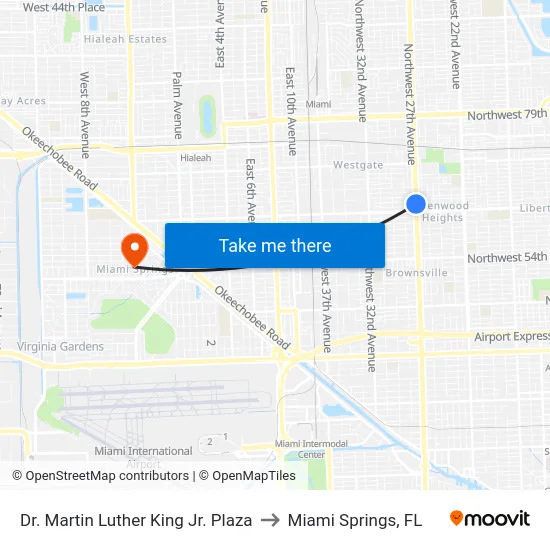 Dr. Martin Luther King Jr. Plaza to Miami Springs, FL map