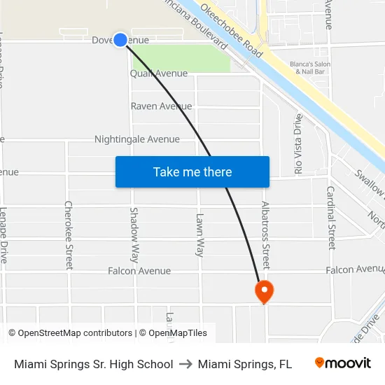 Miami Springs Sr. High School to Miami Springs, FL map