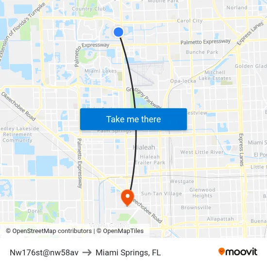 Nw176st@nw58av to Miami Springs, FL map