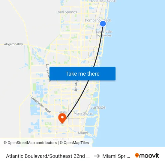 Atlantic Boulevard/Southeast 22nd Avenue - (US 1) to Miami Springs, FL map