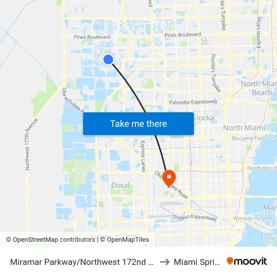 Miramar Parkway/Northwest 172nd Avenue - (Target) to Miami Springs, FL map