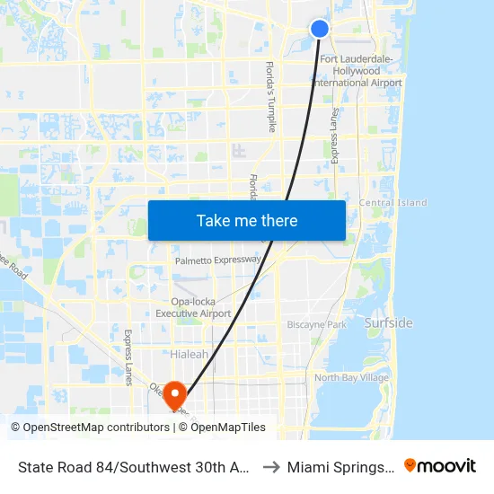 State Road 84/Southwest 30th Avenue to Miami Springs, FL map