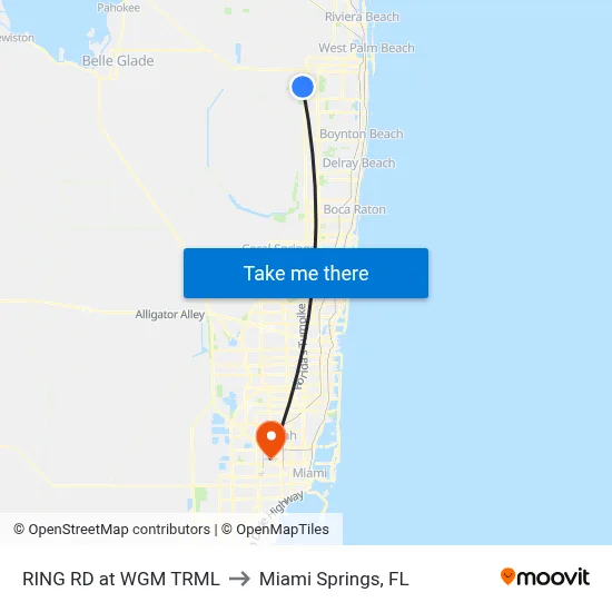 RING RD at WGM TRML to Miami Springs, FL map