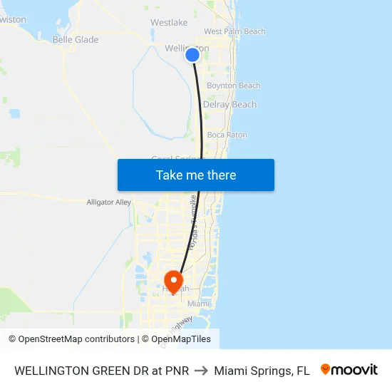 WELLINGTON GREEN DR at PNR to Miami Springs, FL map