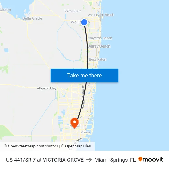 US-441/SR-7 at VICTORIA GROVE to Miami Springs, FL map